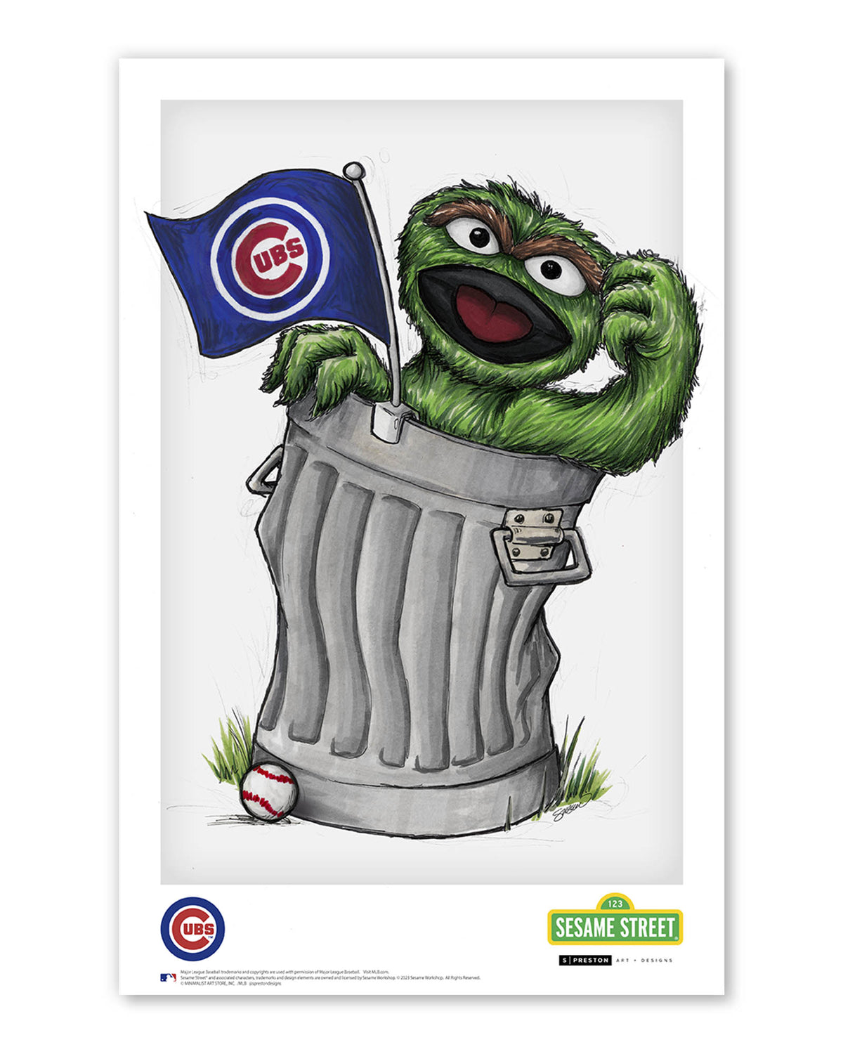 Oscar the Grouch x MLB Cubs Poster Print