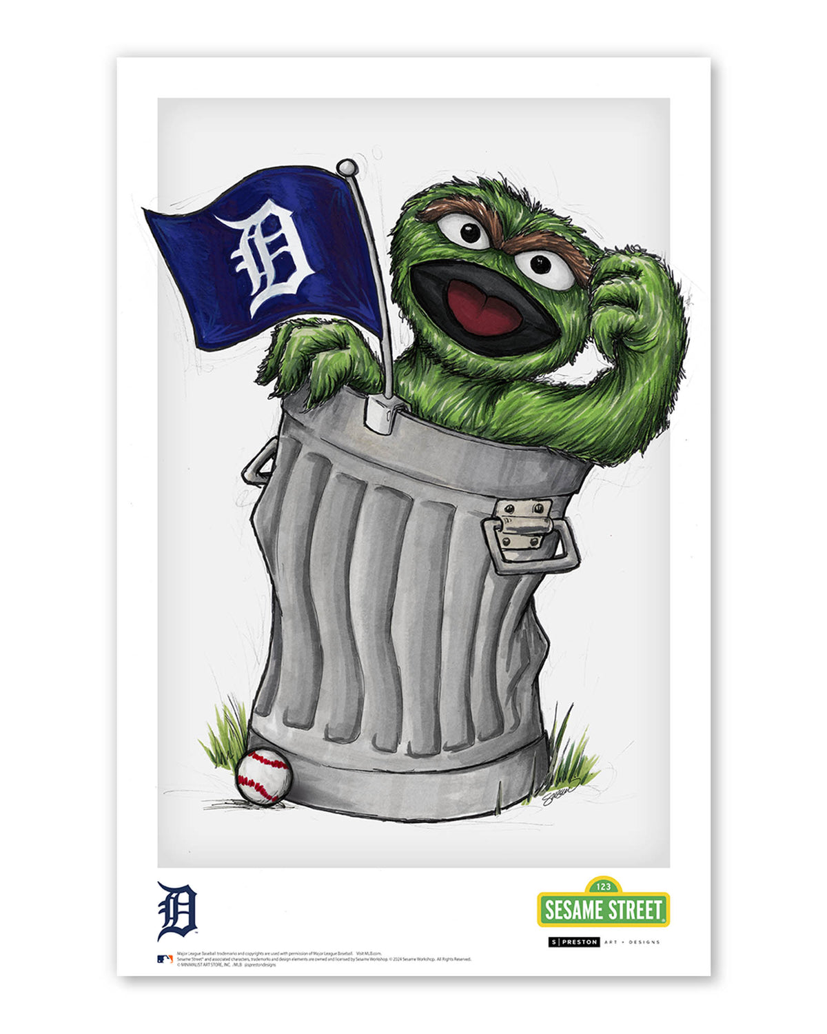 Oscar the Grouch x MLB Tigers Poster Print