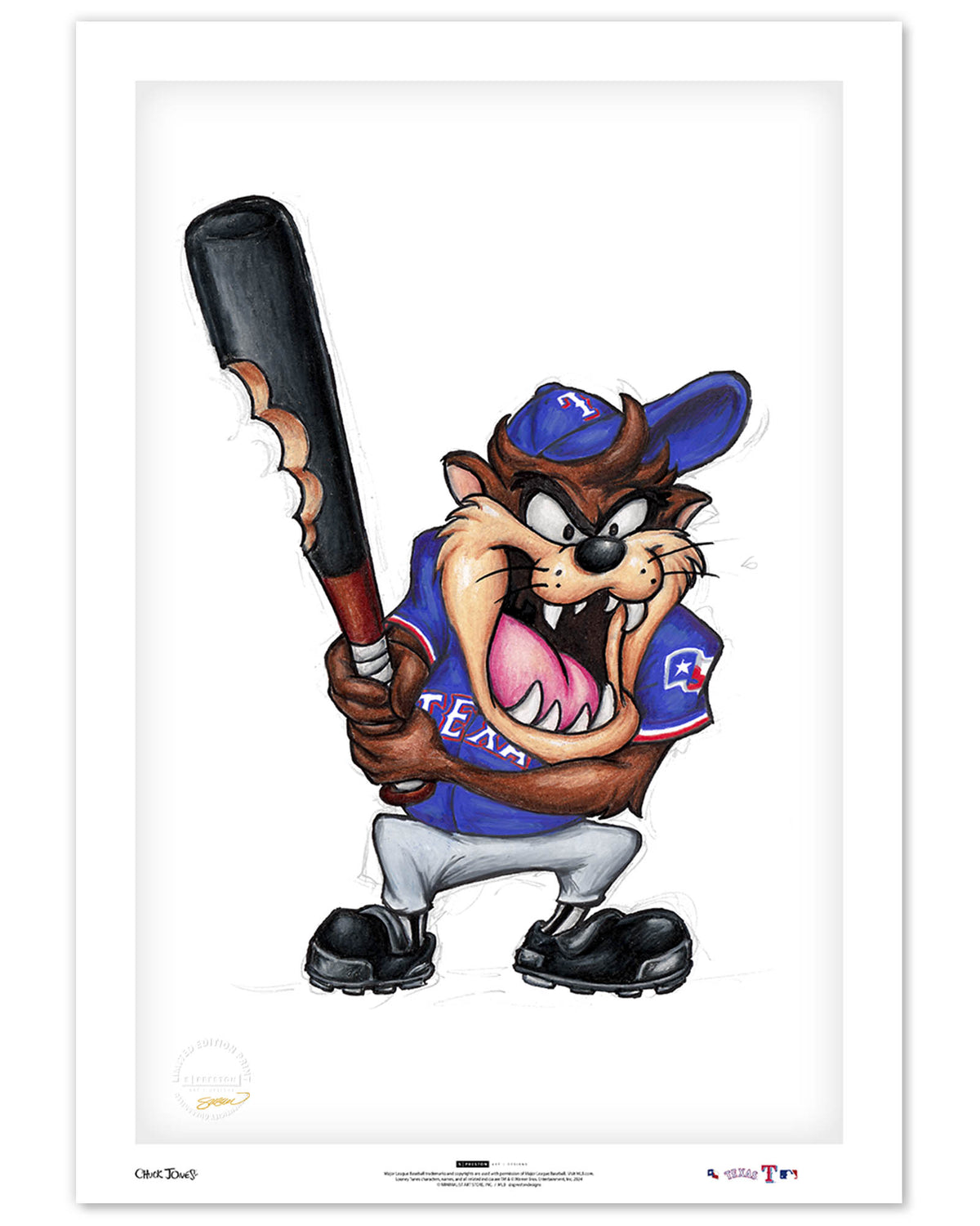 Taz on Deck x MLB Rangers Limited Edition Fine Art Print