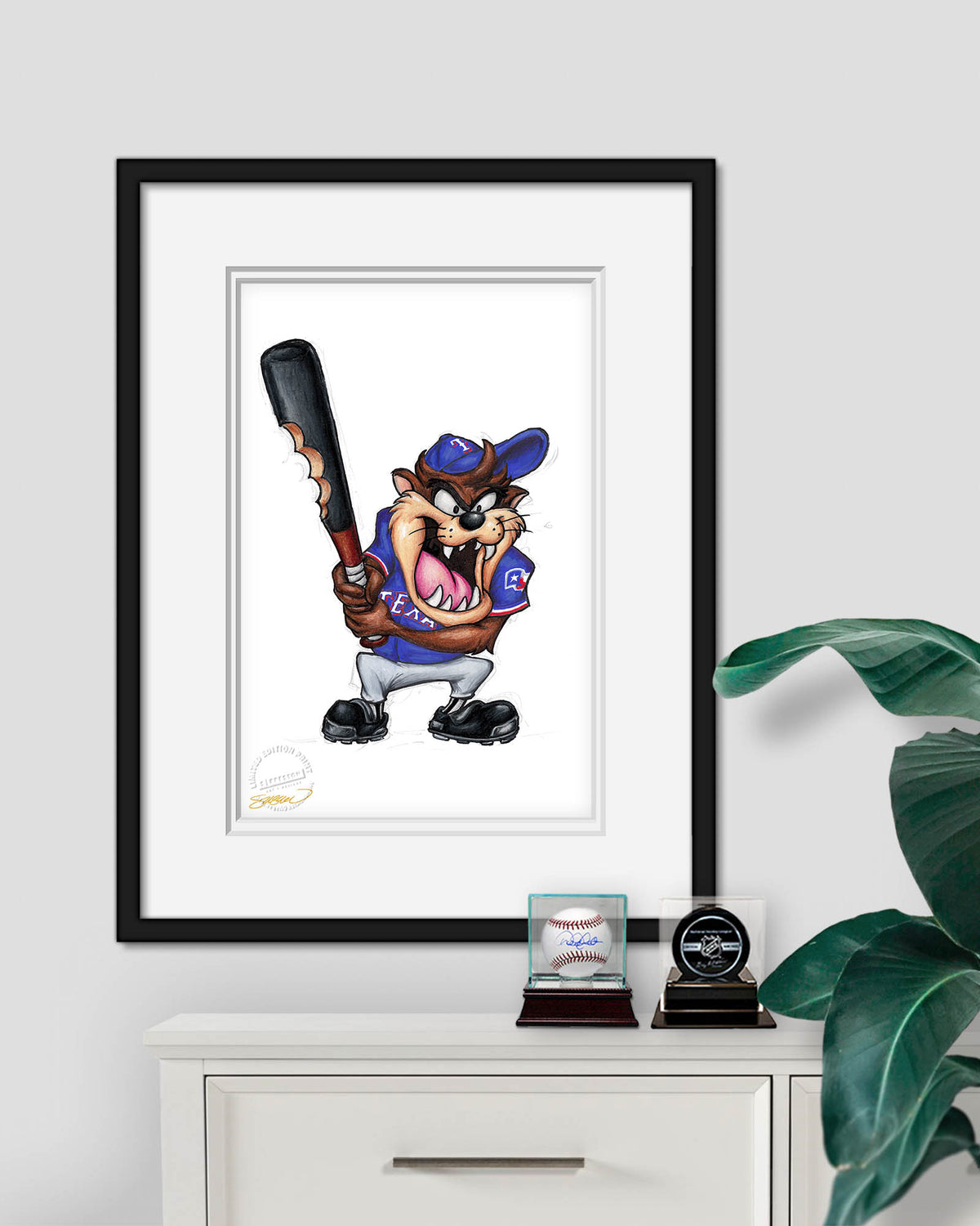 Taz on Deck x MLB Rangers Limited Edition Fine Art Print