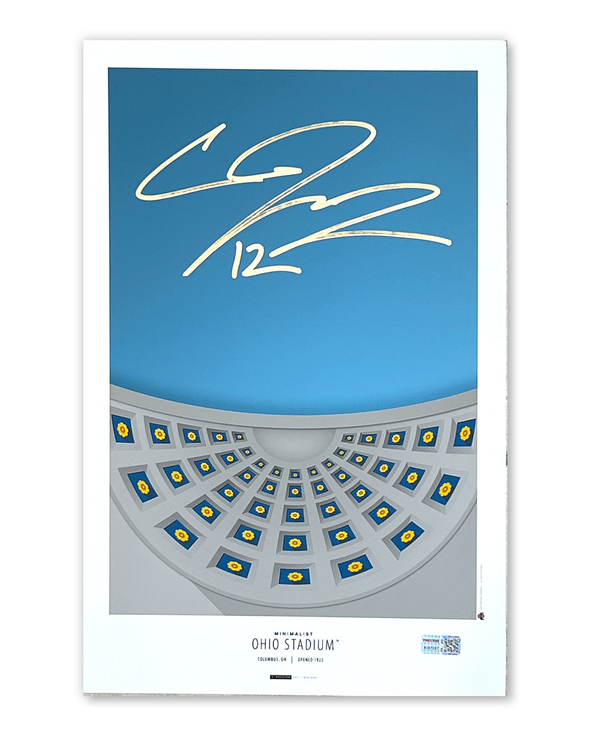 Minimalist Ohio Stadium - Cardele Jones Autographed - Poster Print - Authenticated