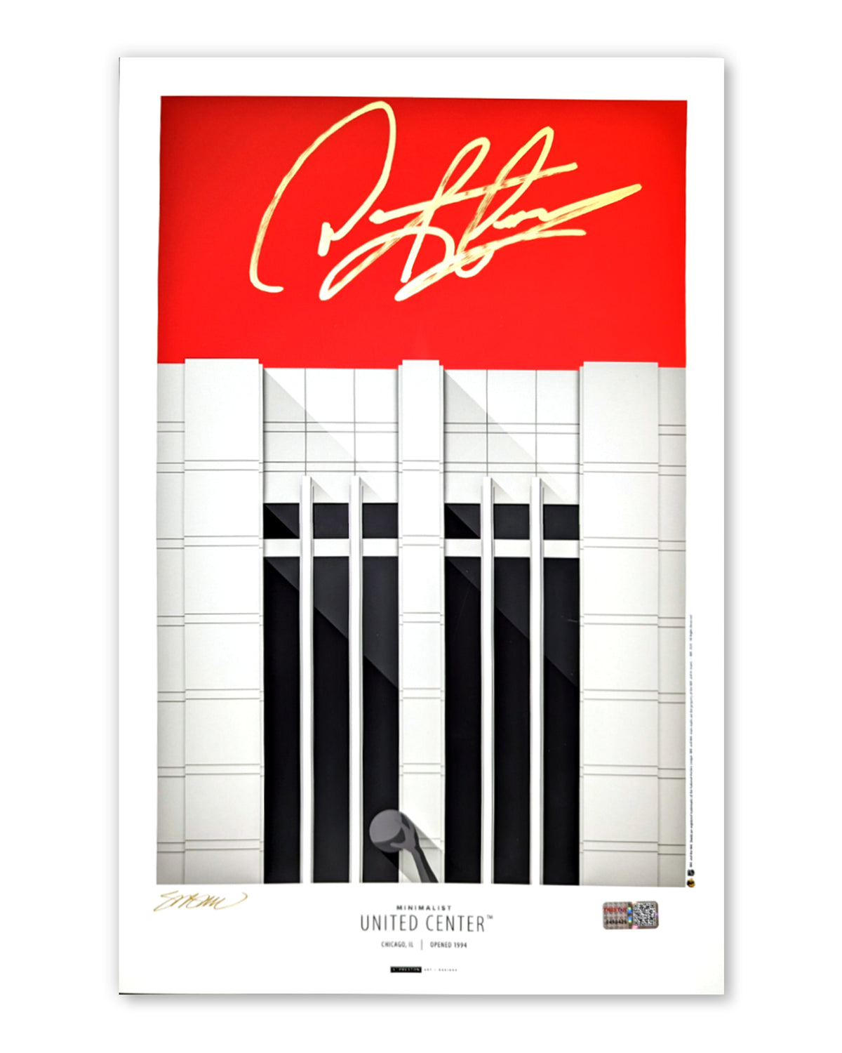 Minimalist United Center - Dennis Rodman Autographed - Poster Print - Authenticated