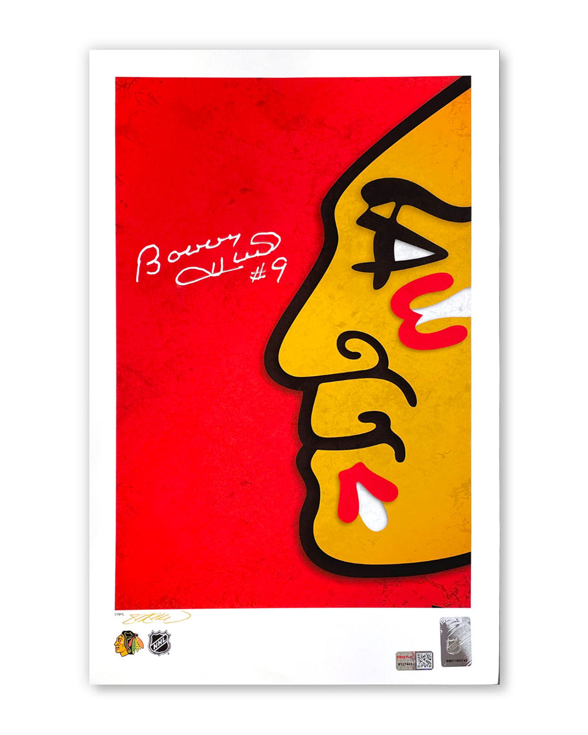 Minimalist Blackhawks Logo - Bobby Hull Autographed - Poster Print - Authenticated