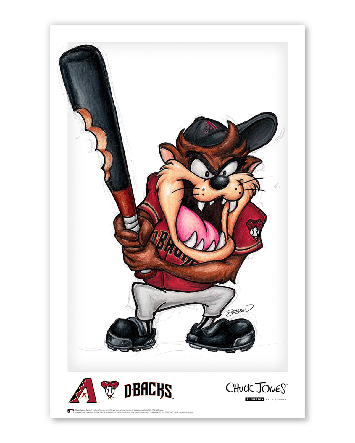 Taz On Deck x MLB DBacks Poster Print