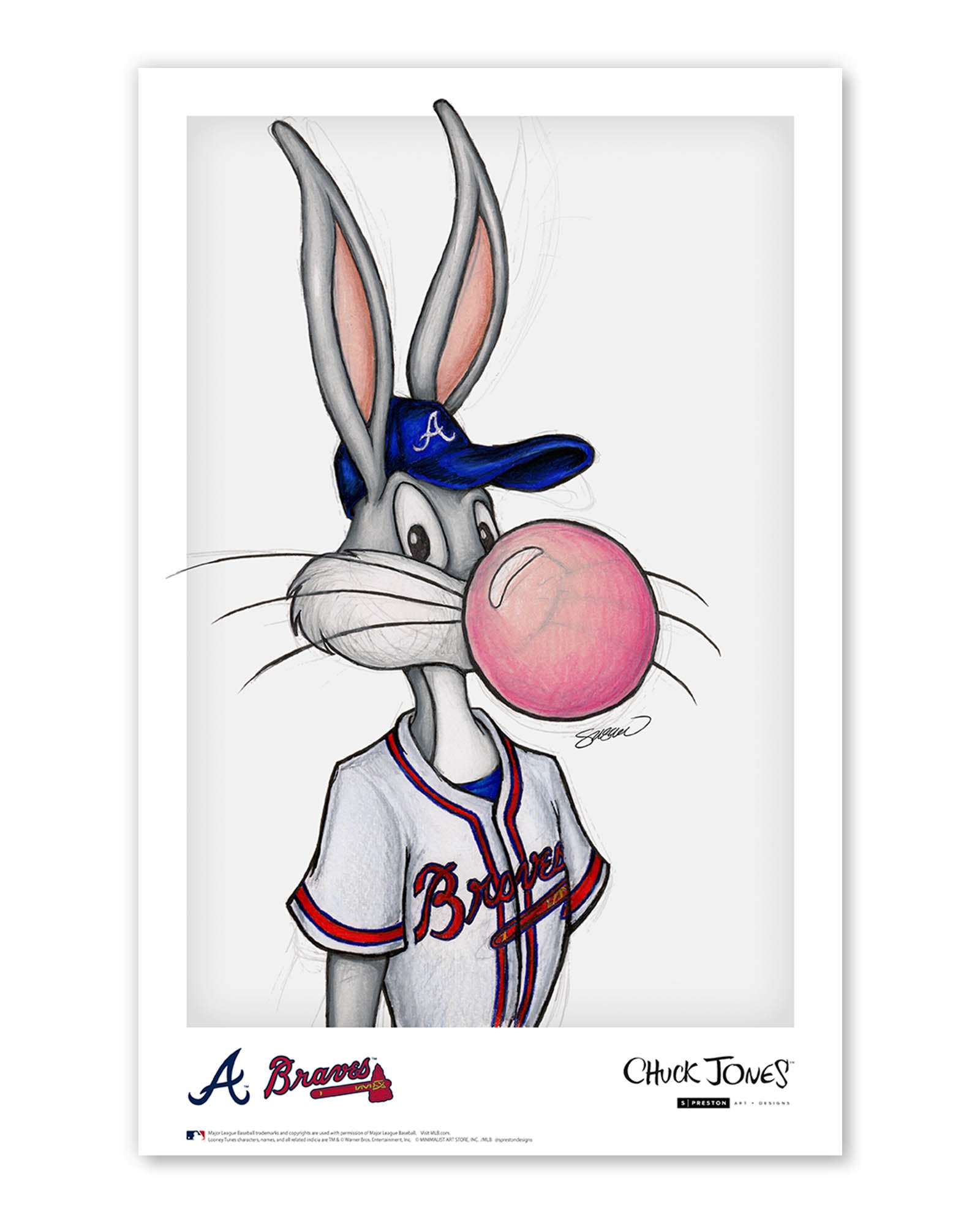 Bubblegum Bugs Bunny x MLB - Atlanta Braves by S. Preston Art