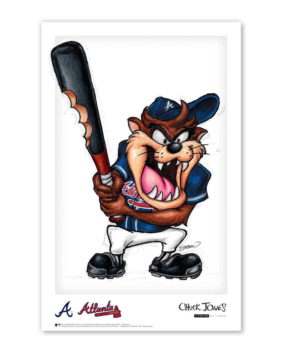 Taz On Deck x MLB Braves Poster Print