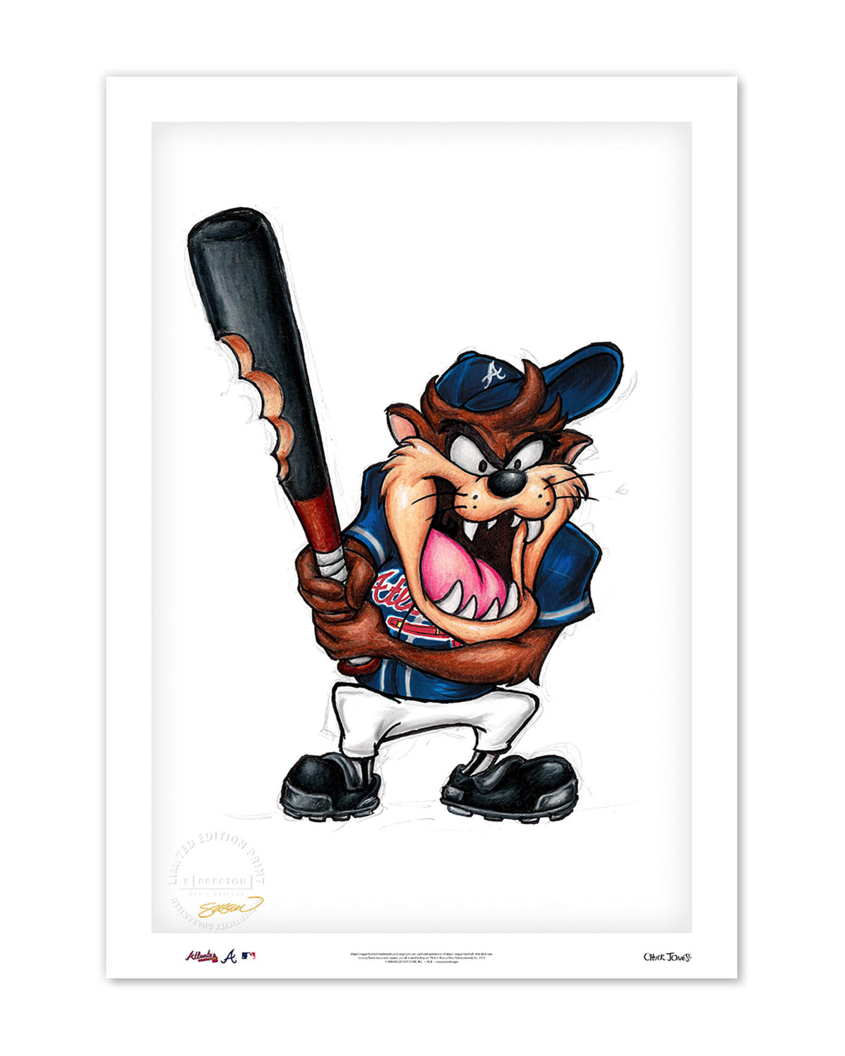 Taz On Deck x MLB Braves Limited Edition Fine Art Print