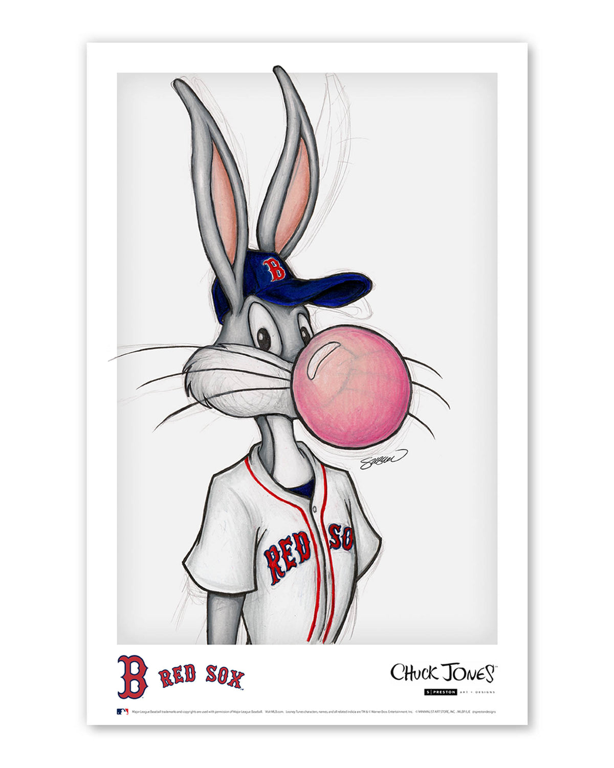 Bubblegum Bugs x MLB Red Sox Bugs Bunny Poster Print
