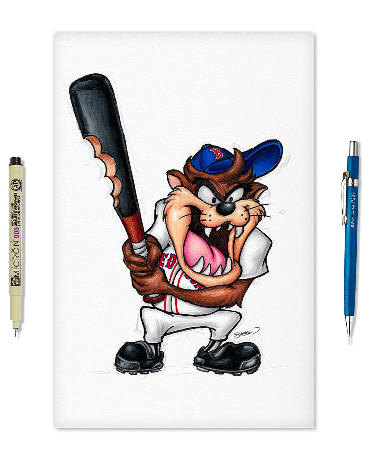 Taz on Deck x MLB Red Sox Limited Edition Fine Art Print