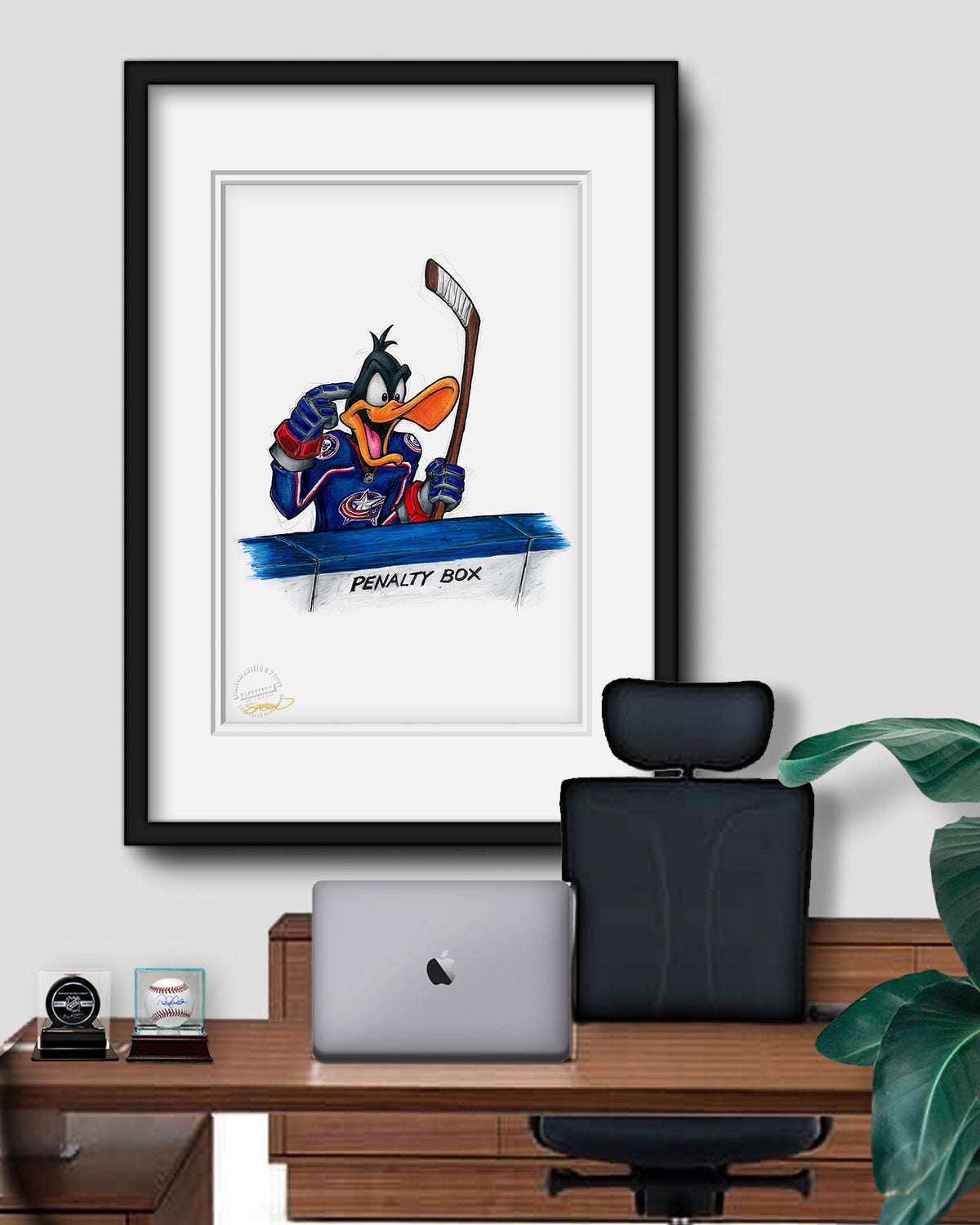 Duck Season Hockey Season x NHL Blue Jackets Daffy Duck Limited Edition Fine Art Print