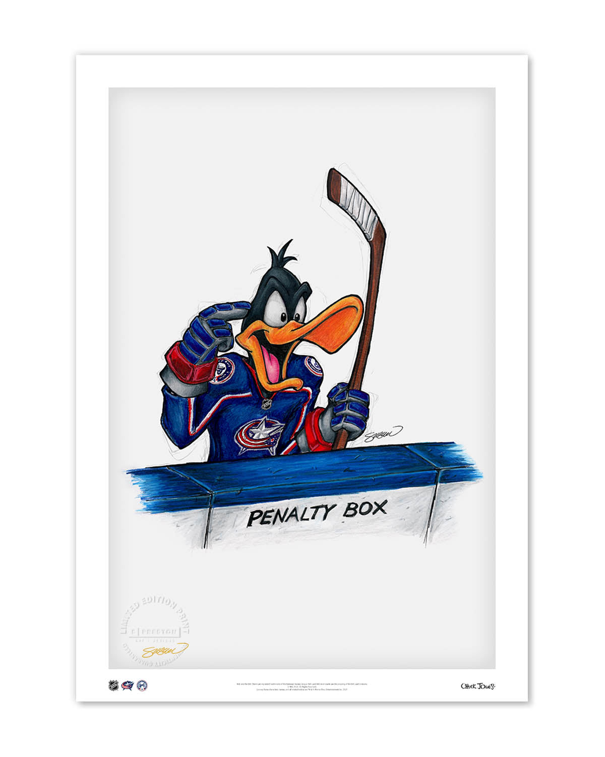 Duck Season Hockey Season x NHL Blue Jackets Daffy Duck Limited Edition Fine Art Print