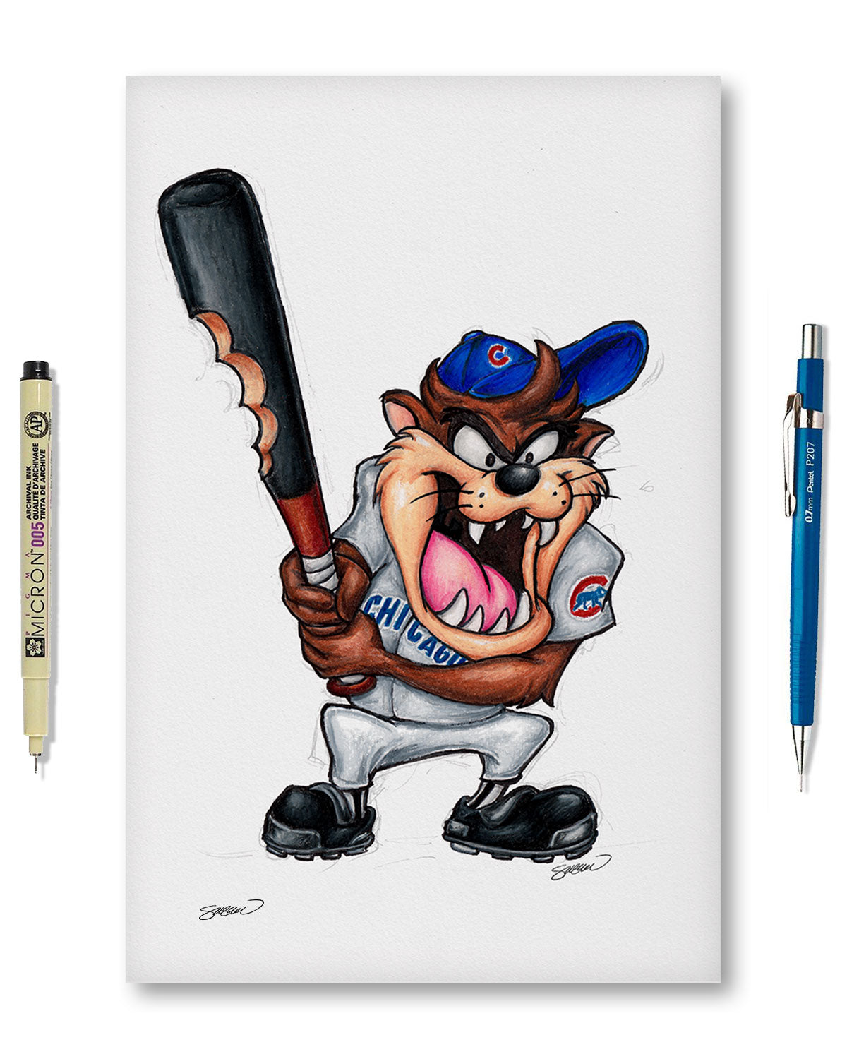 Taz On Deck x MLB Cubs Limited Edition Fine Art Print