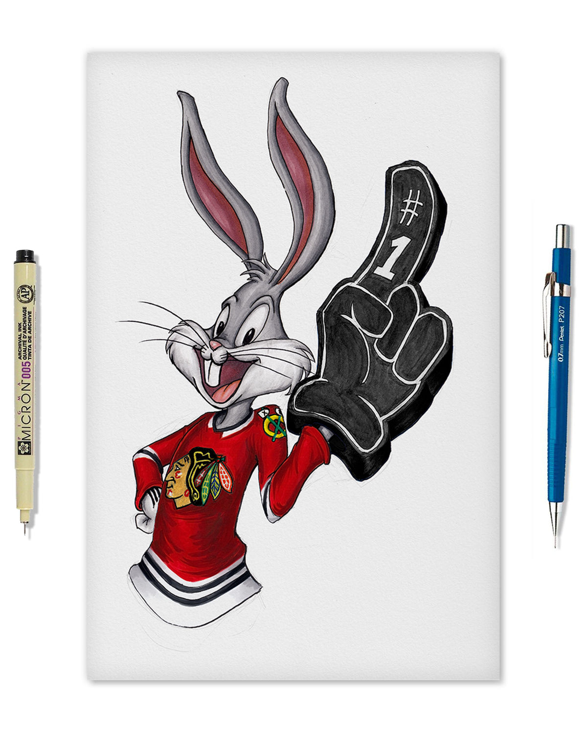 Rabbit Hockey Fan x NHL Blackhawks Bugs Bunny Limited Edition Fine Art Print