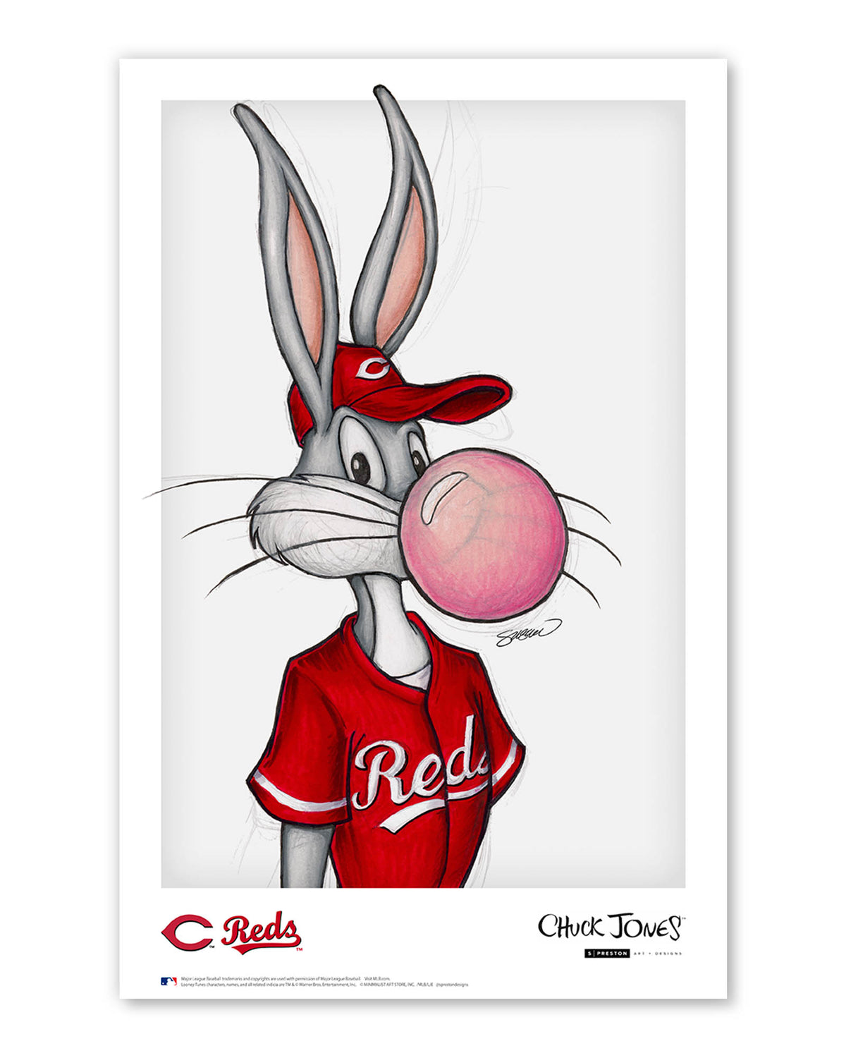 Bubblegum Bugs x MLB Reds Bugs Bunny Poster Print