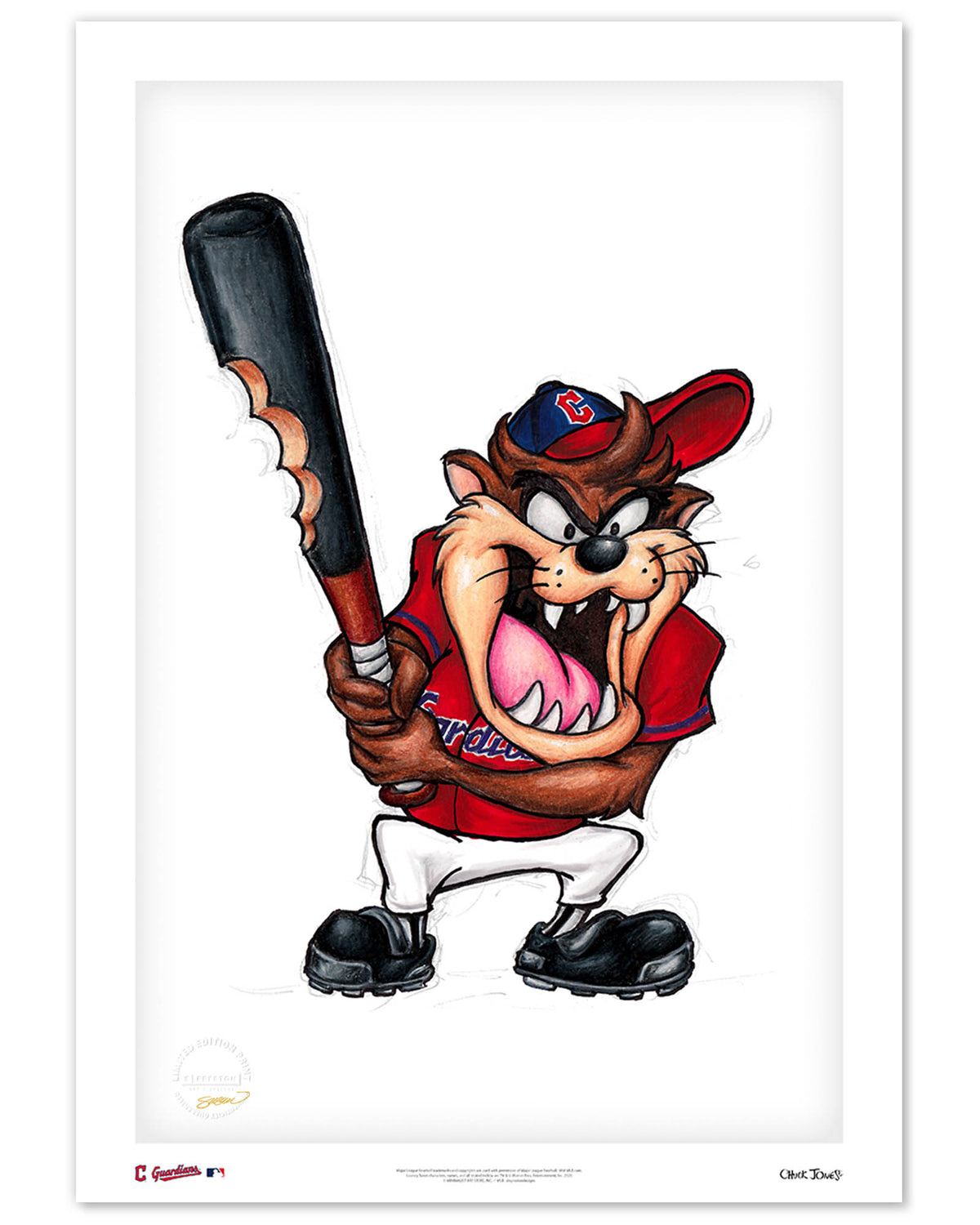 Taz On Deck x MLB Guardians Limited Edition Fine Art Print