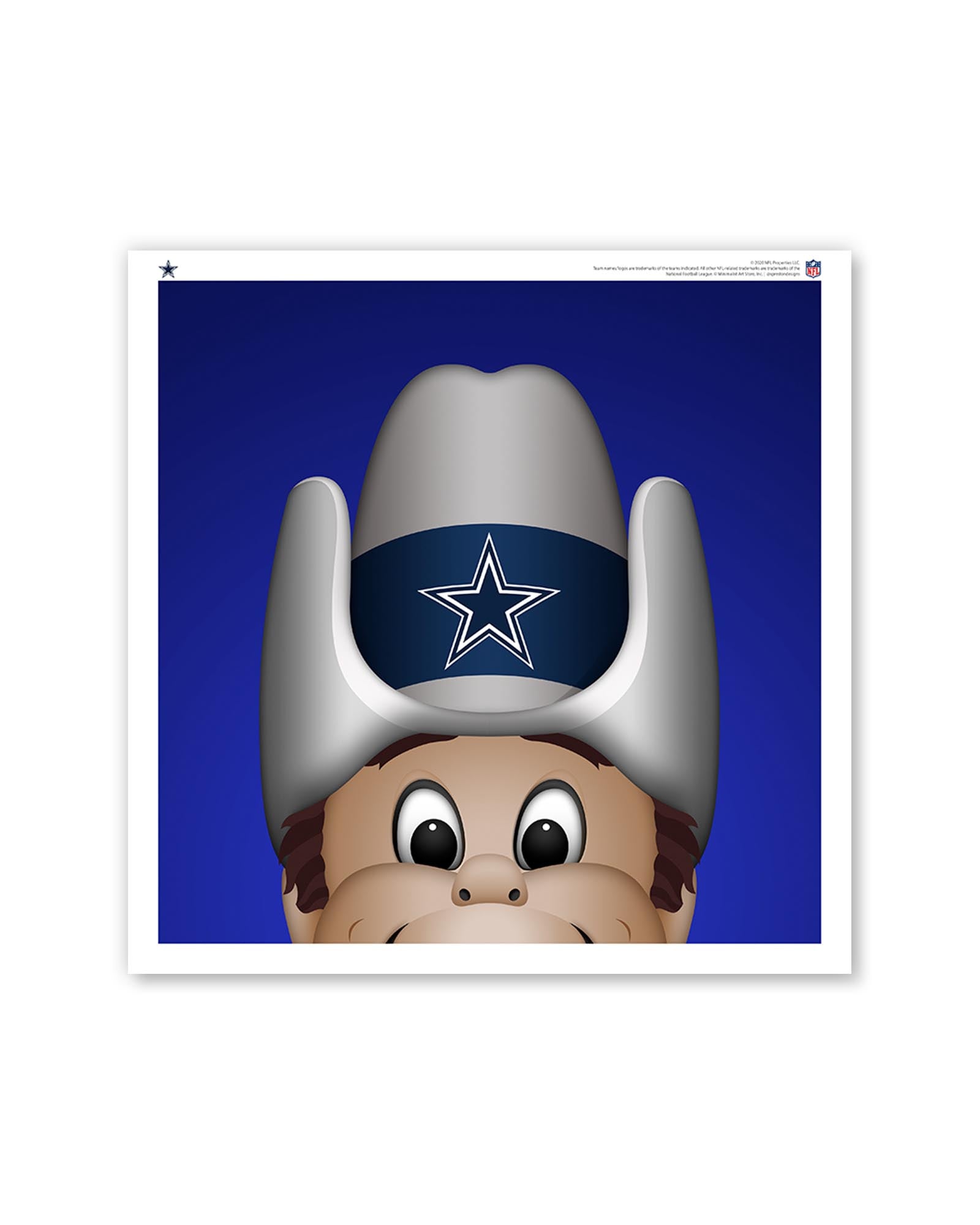 Minimalist Rowdy Square Poster Print Dallas Cowboys Mascot S