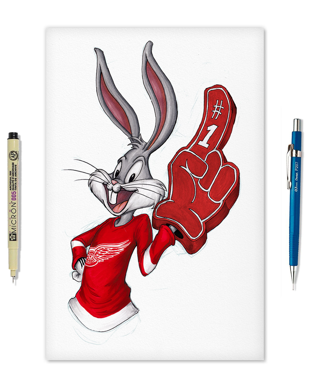 Rabbit Hockey Fan x NHL Red Wings Bugs Bunny Limited Edition Fine Art Print