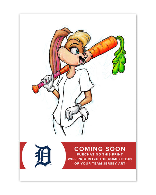 Detroit Tigers Paws Minimalist MLB Mascots Collection 12 x 12 Fine Art  Print by artist S. Preston