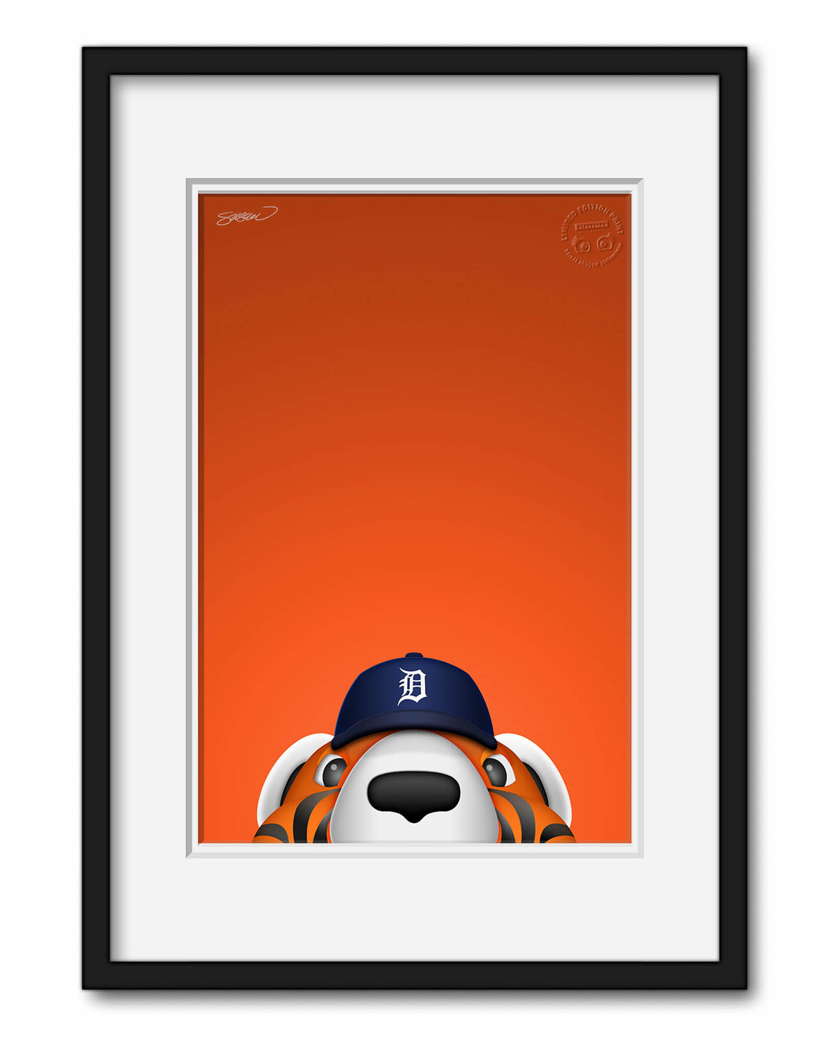 Detroit Tigers Paws Minimalist MLB Mascots Collection 12 x 12 Fine Art  Print by artist S. Preston