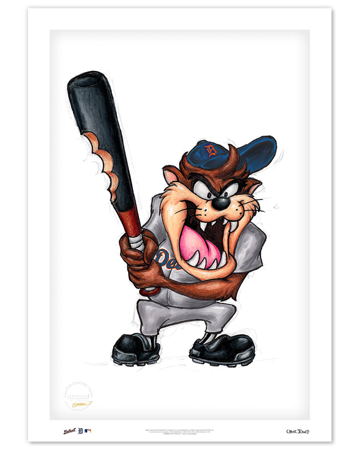 Taz on Deck x MLB Tigers Limited Edition Fine Art Print