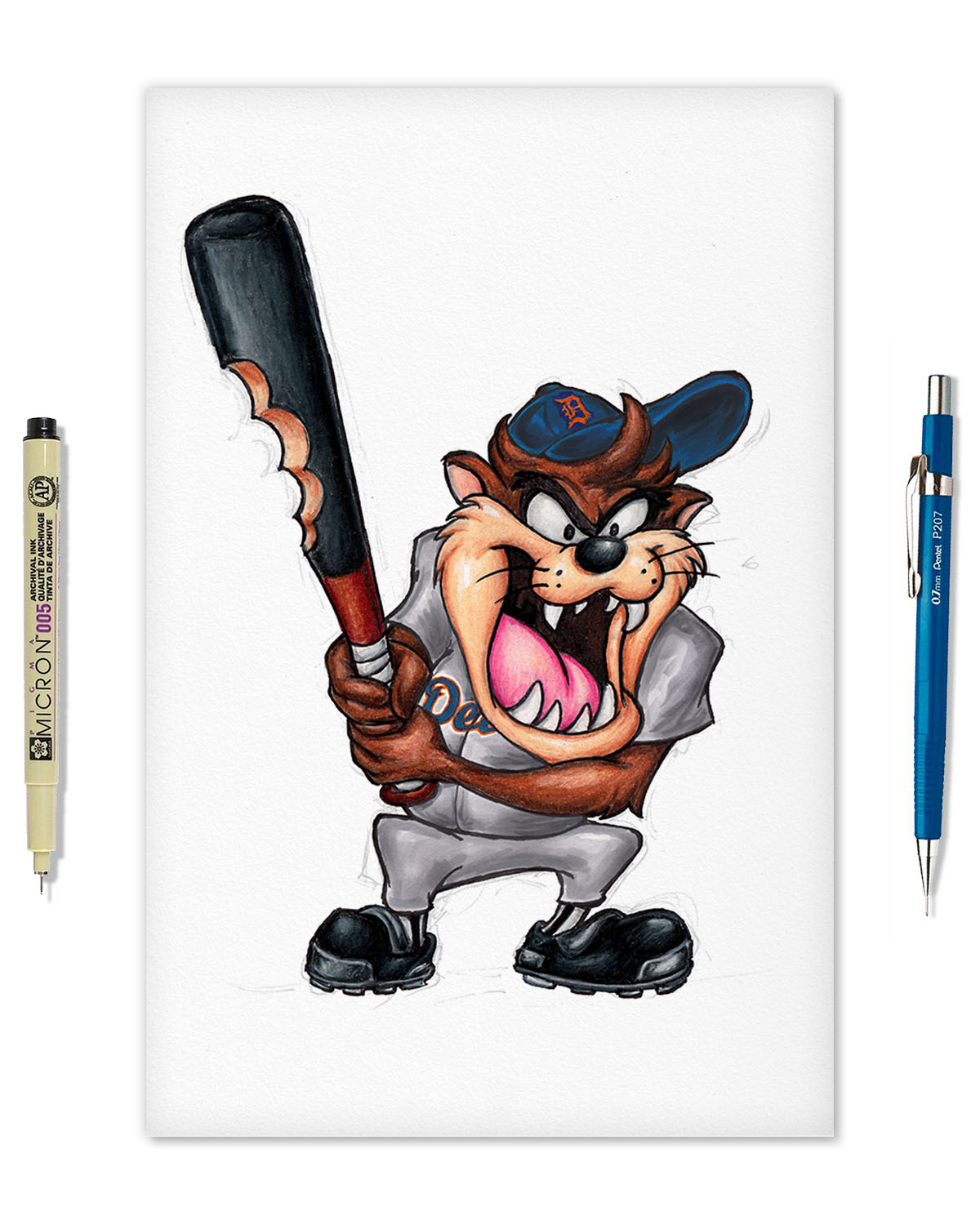 Taz on Deck x MLB Tigers Limited Edition Fine Art Print