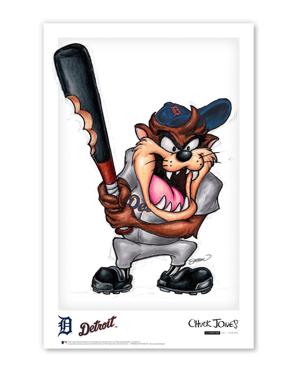 Taz on Deck x MLB Tigers Poster Print