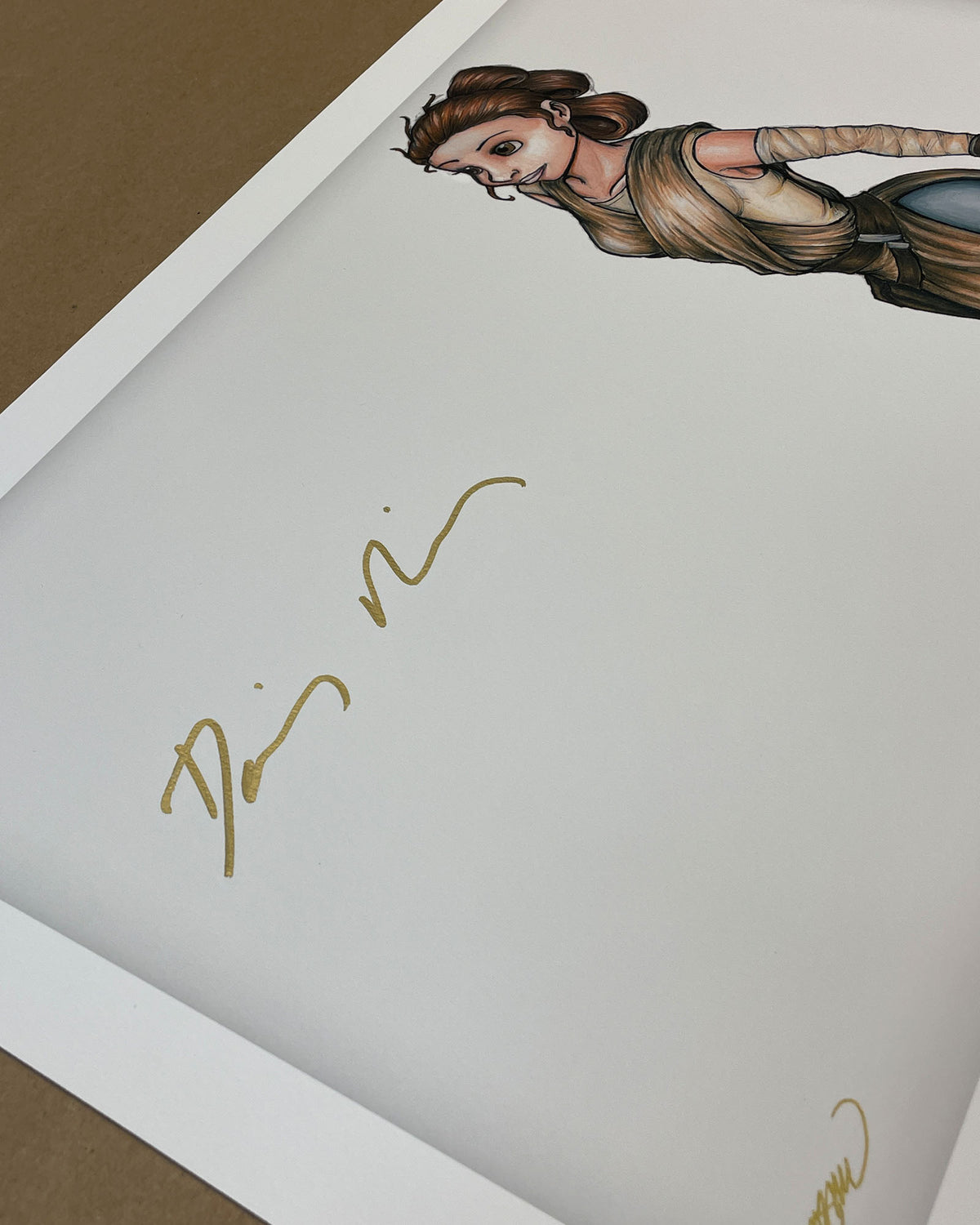 Jakku Jedi Sketch Print - Rey - Daisy Ridley Autographed (Authenticated)