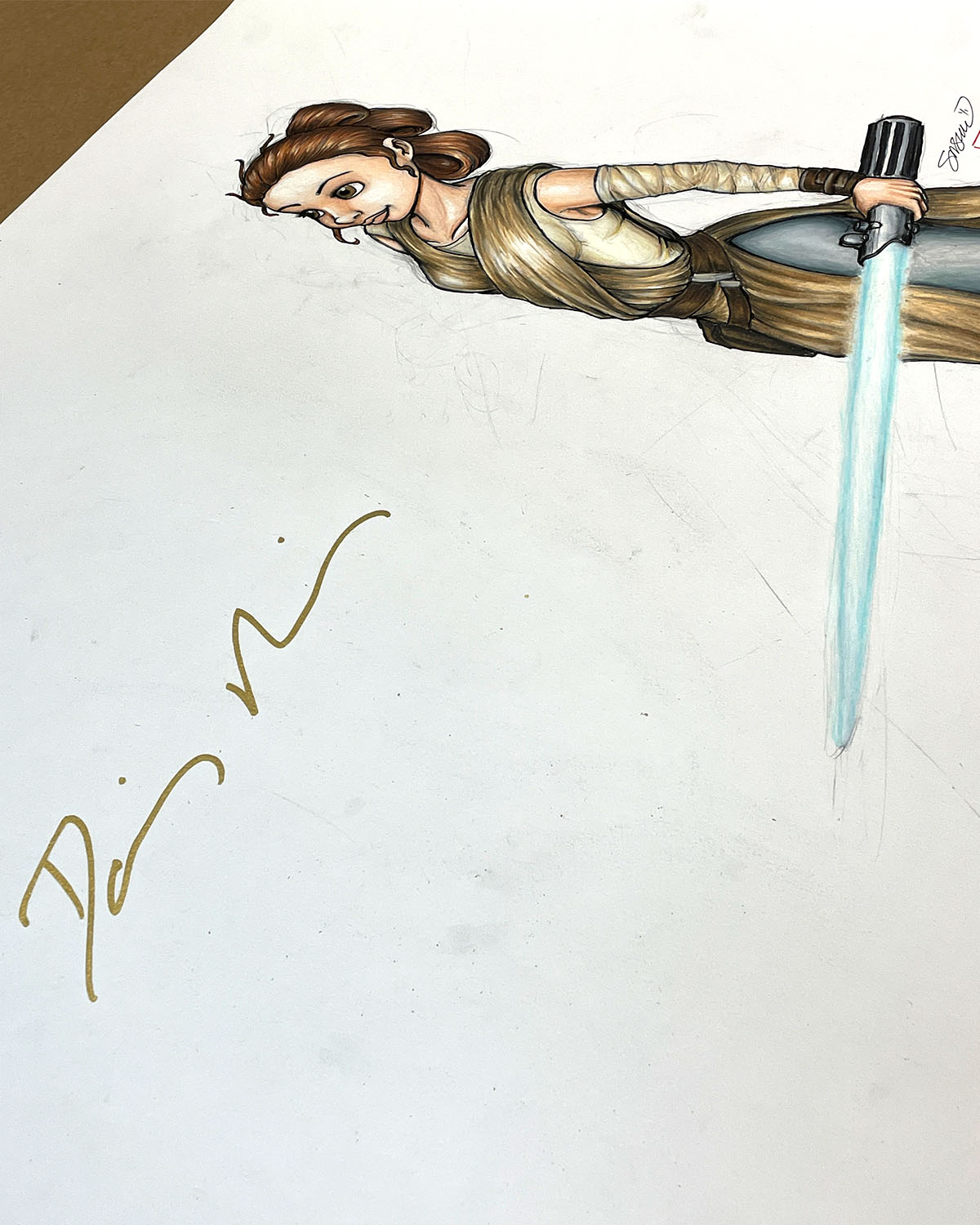 Jakku Jedi - Rey Star Wars Original Art - Daisy Ridley Autographed - Authenticated