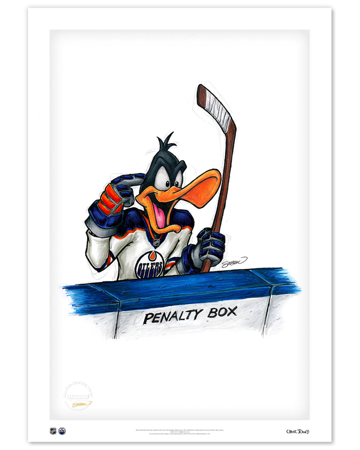 Duck Season Hockey Season x NHL Oilers Daffy Duck Limited Edition Fine Art Print