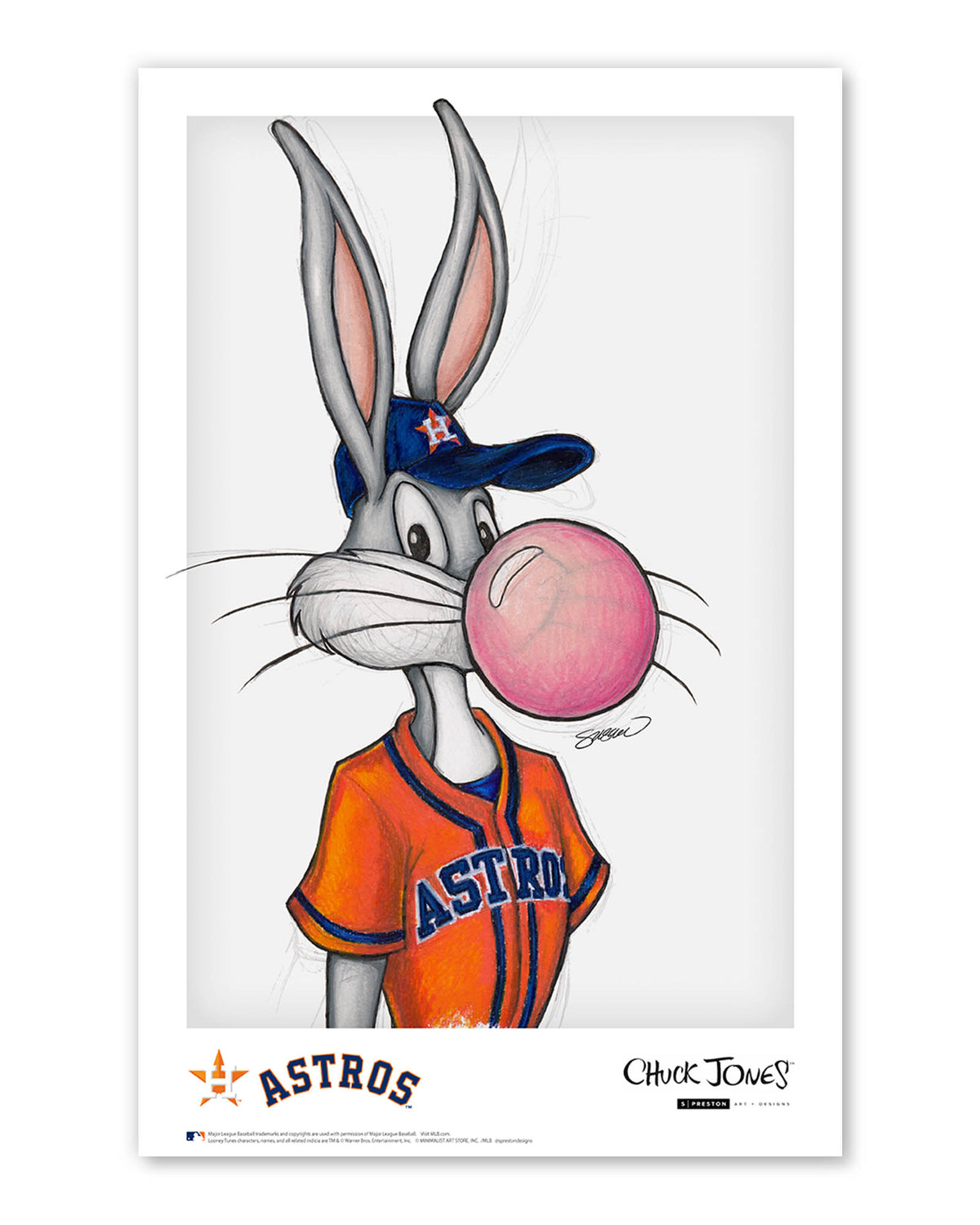 Bubblegum Bugs x MLB Astros Bugs Bunny Poster Print