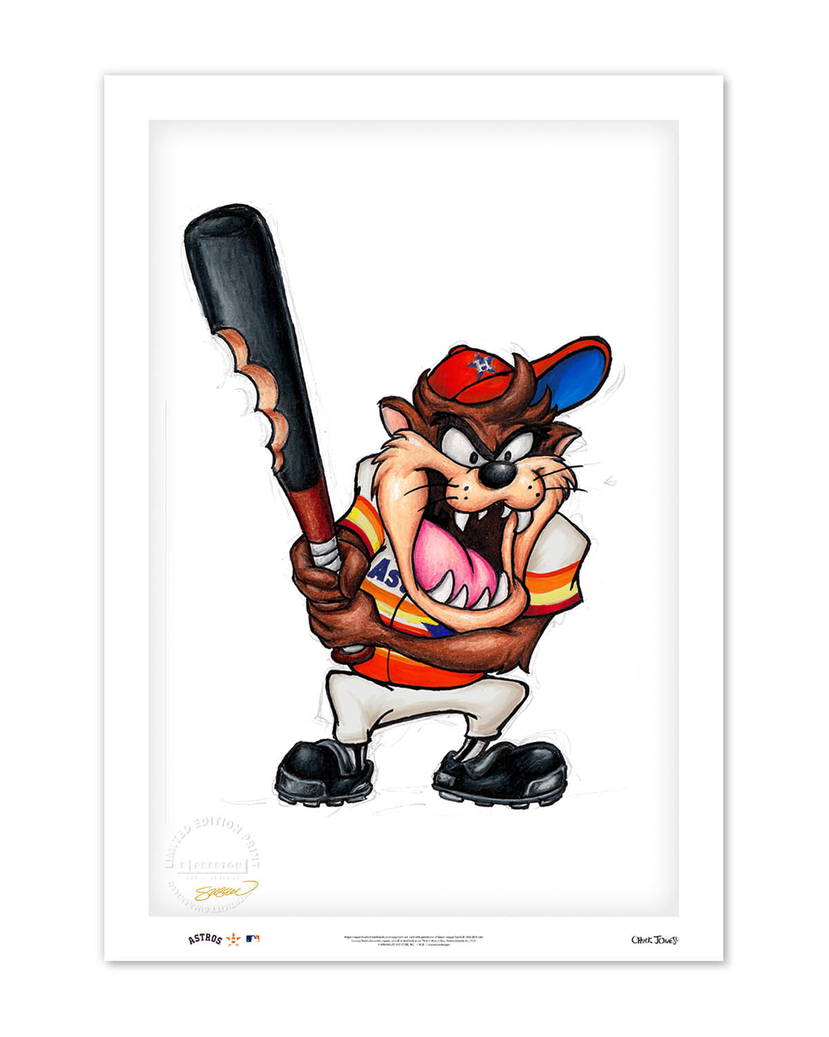 Taz On Deck x MLB Astros Limited Edition Fine Art Print
