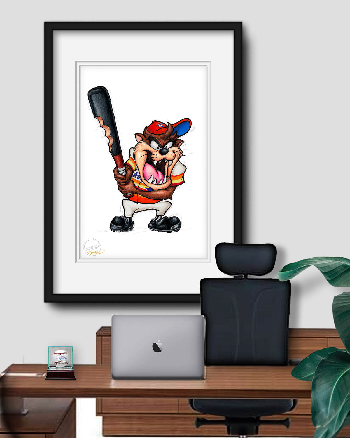 Taz On Deck x MLB Astros Limited Edition Fine Art Print