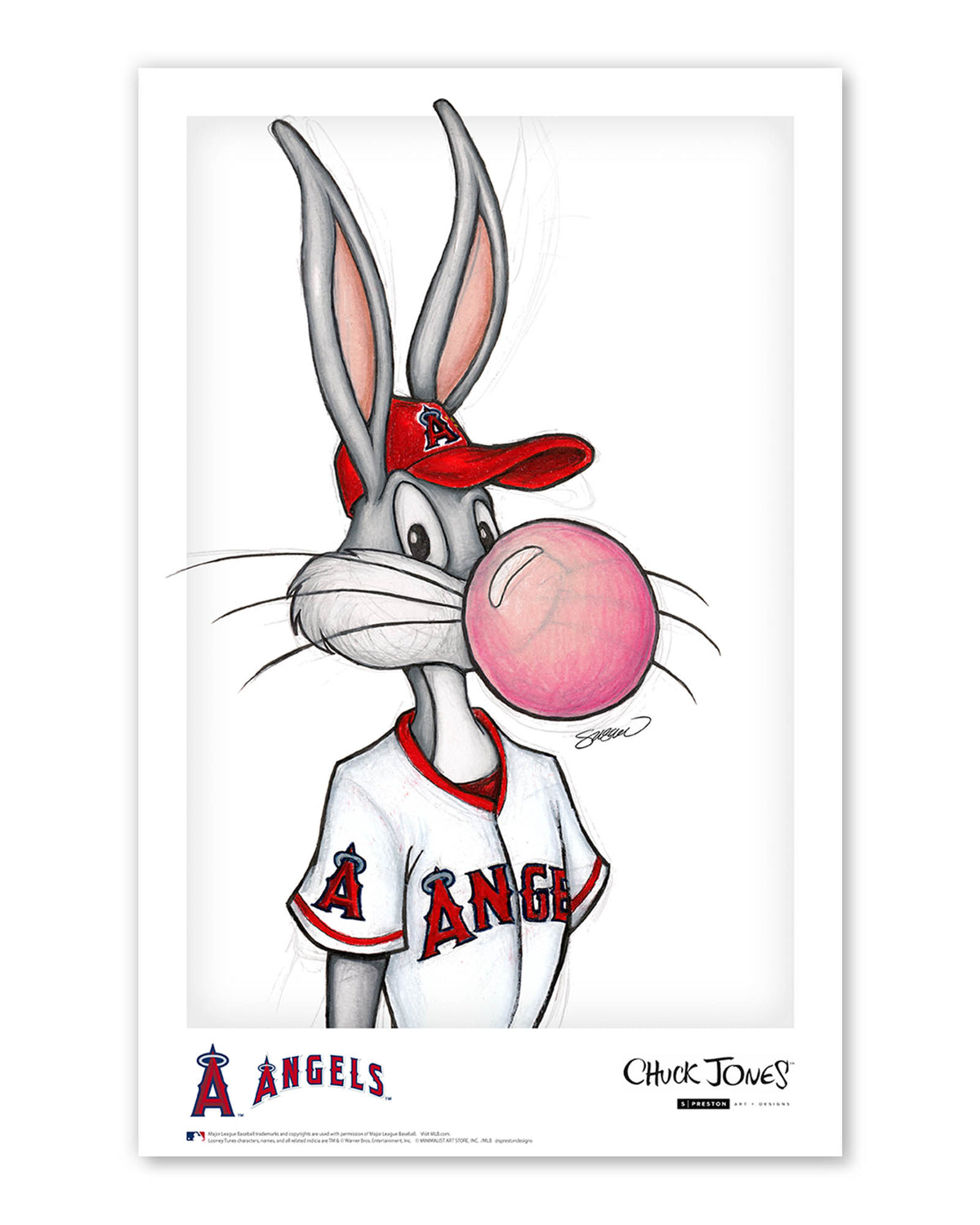 Bubblegum Bugs x MLB Angels Bugs Bunny Poster Print