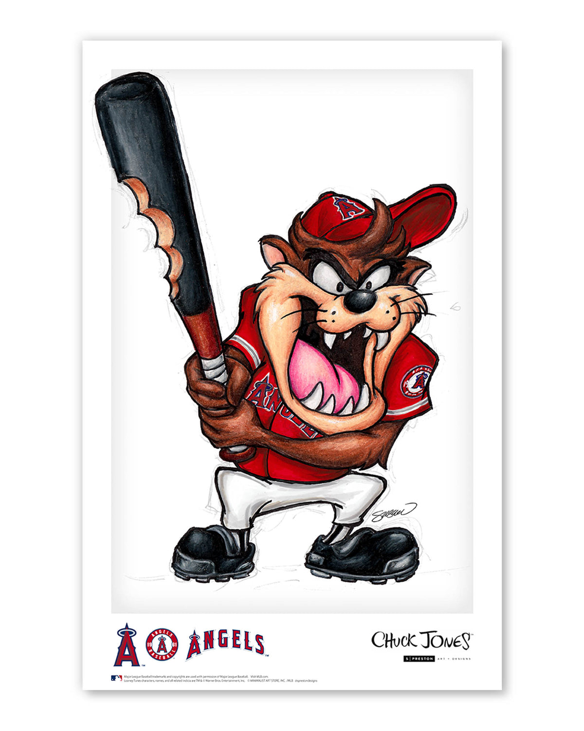 Taz On Deck x MLB Angels Poster Print