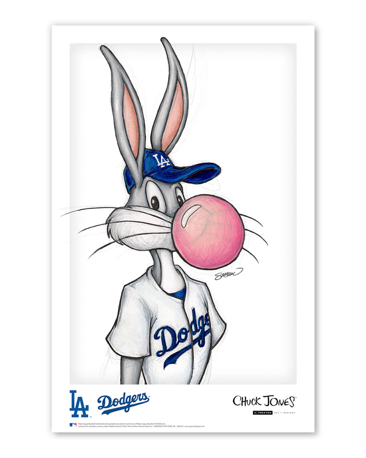 Bubblegum Bugs x MLB Dodgers Bugs Bunny Poster Print