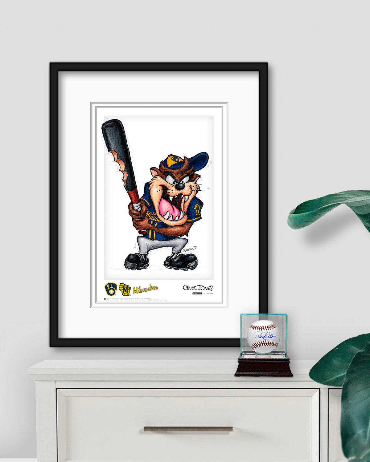 Taz On Deck x MLB Brewers Poster Print