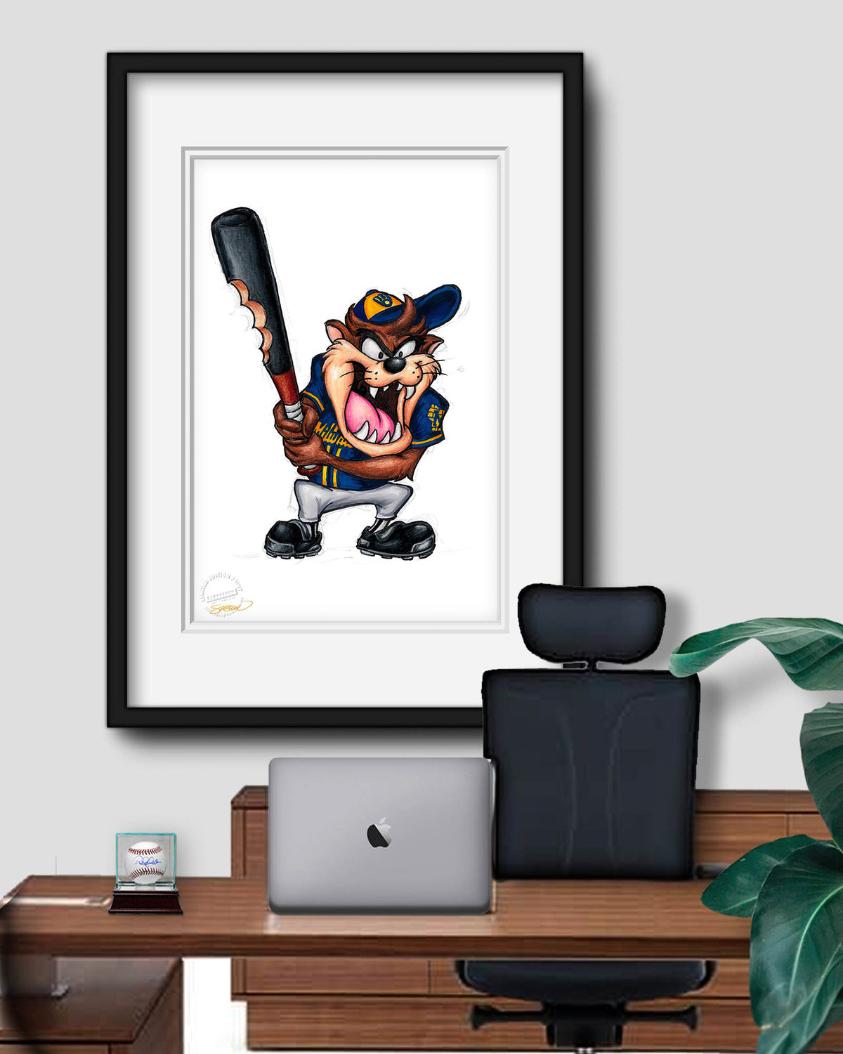 Taz On Deck x MLB Brewers Limited Edition Fine Art Print