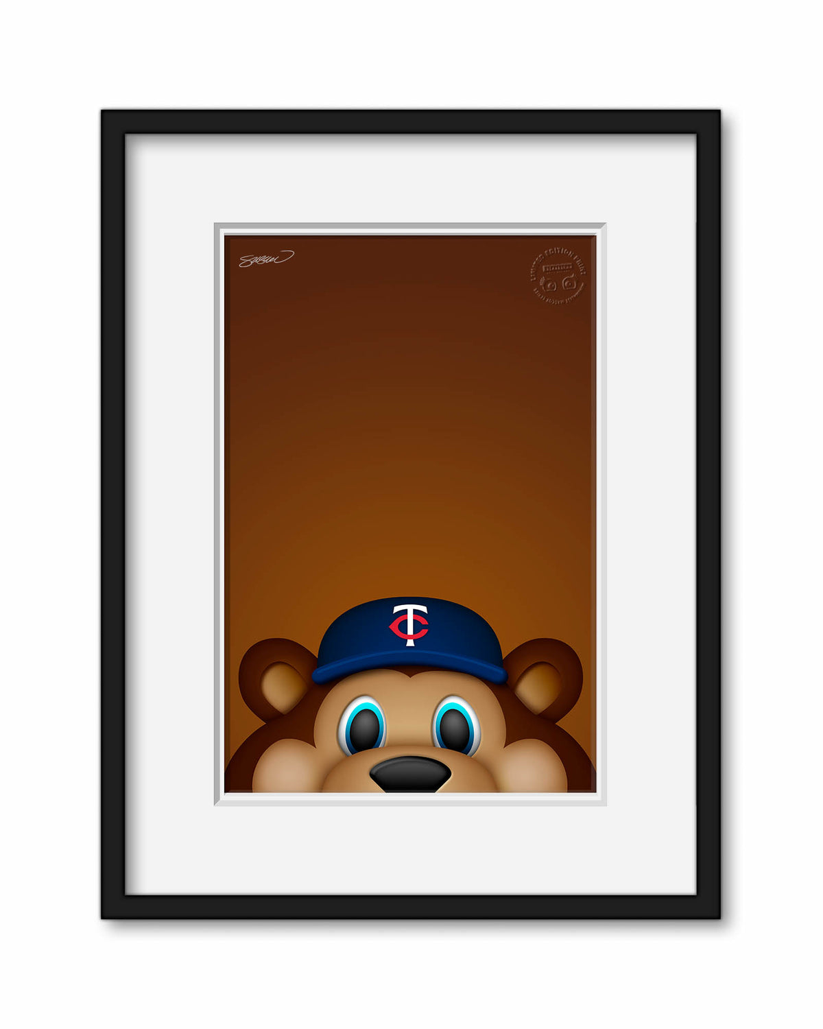 Minnesota Twins T.C. Bear Minimalist MLB Mascots Collection 12 x 12 Fine Art  Print by artist S. Preston