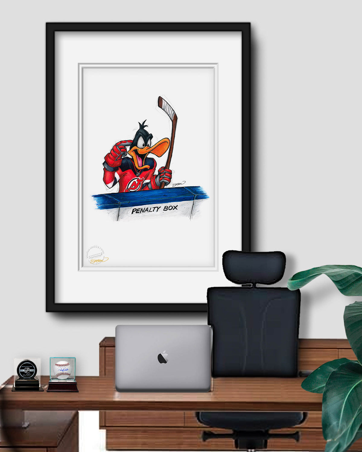Duck Season Hockey Season x NHL Devils Daffy Duck Limited Edition Fine Art Print