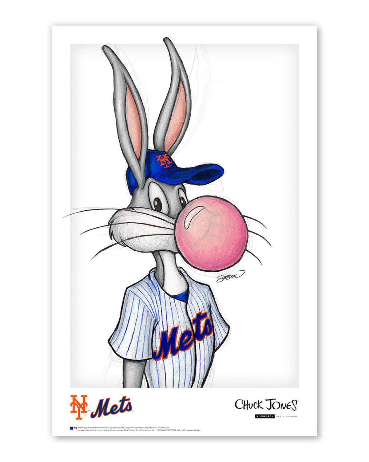 Bubblegum Bugs x MLB Mets Bugs Bunny Poster Print