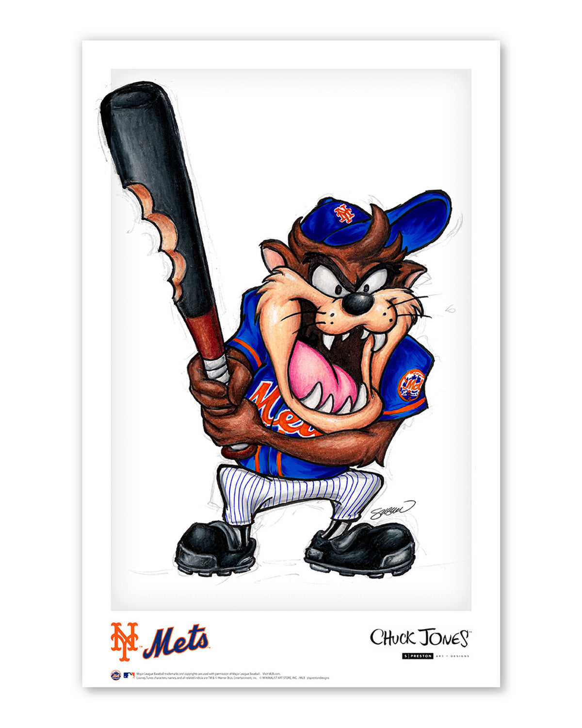 Taz On Deck x MLB Mets Poster Print