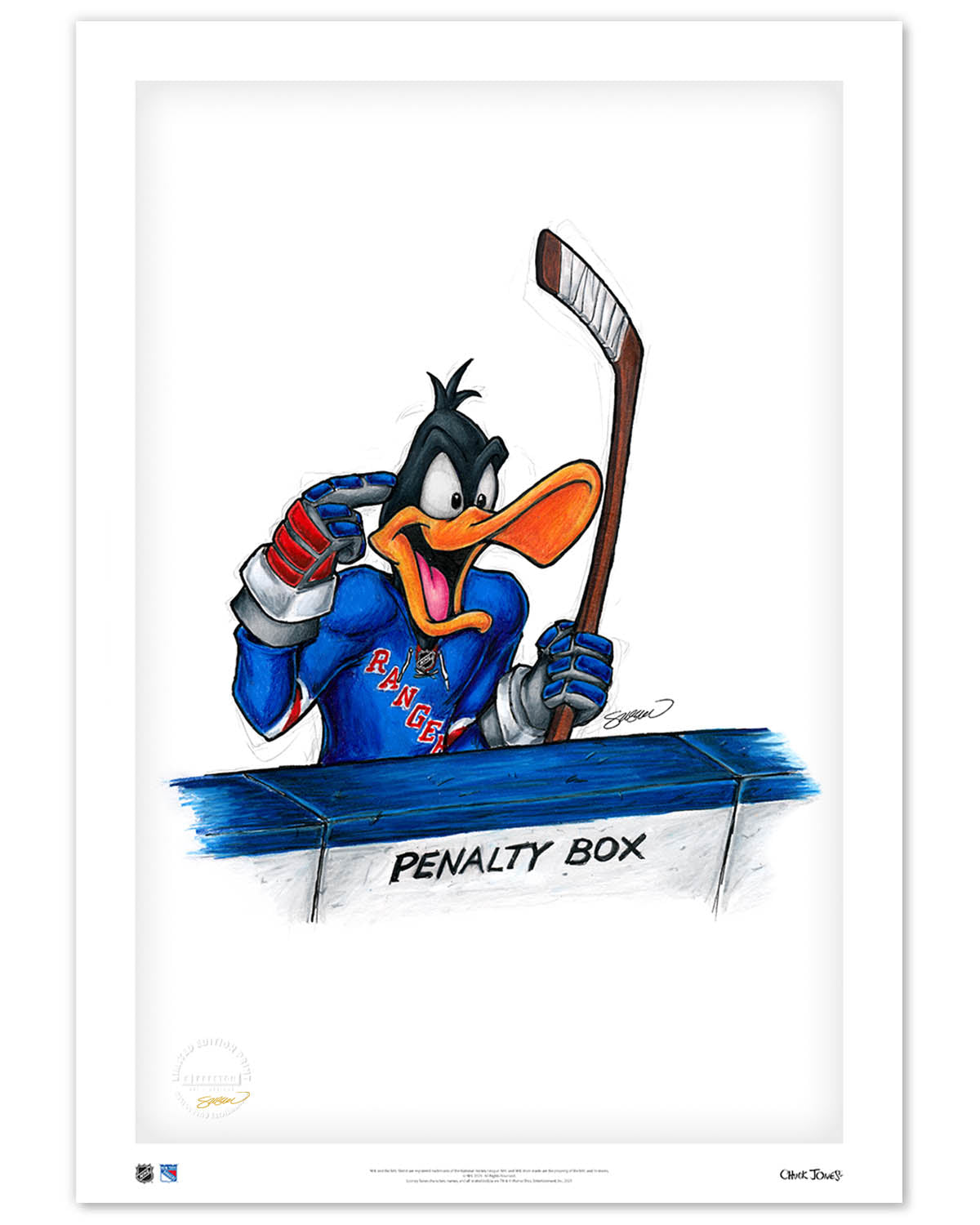 Duck Season Hockey Season x NHL Rangers Daffy Duck Limited Edition Fine Art Print