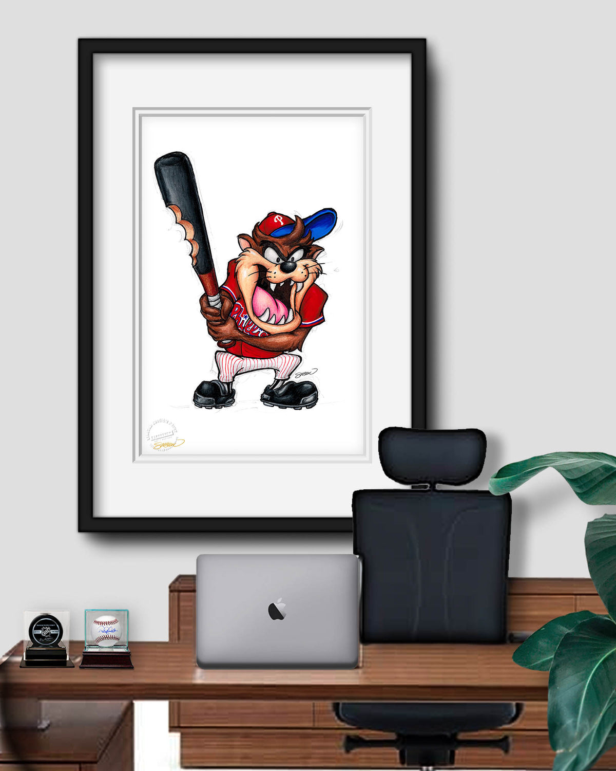 Taz On Deck x MLB Phillies Limited Edition Fine Art Print