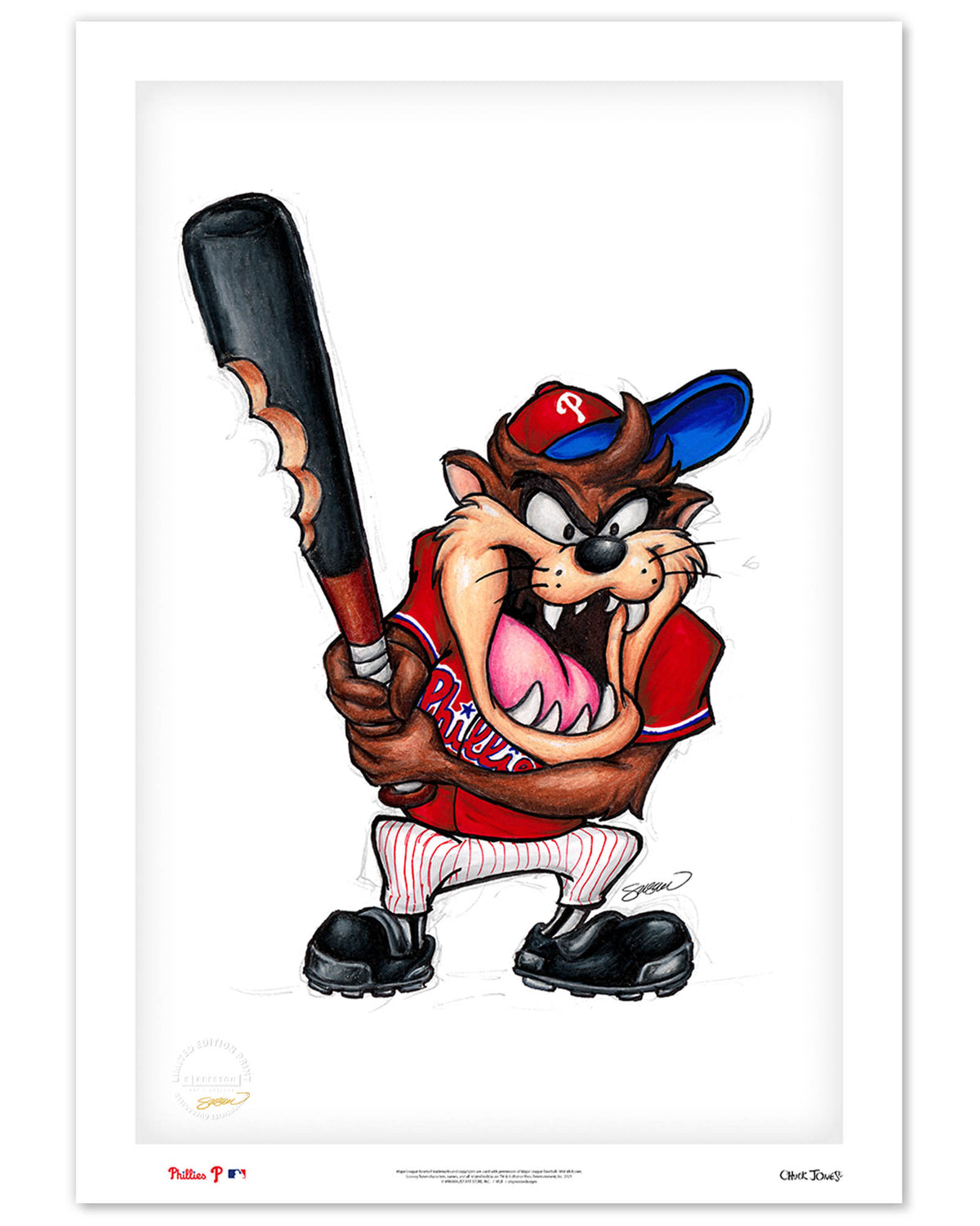 Taz On Deck x MLB Phillies Limited Edition Fine Art Print