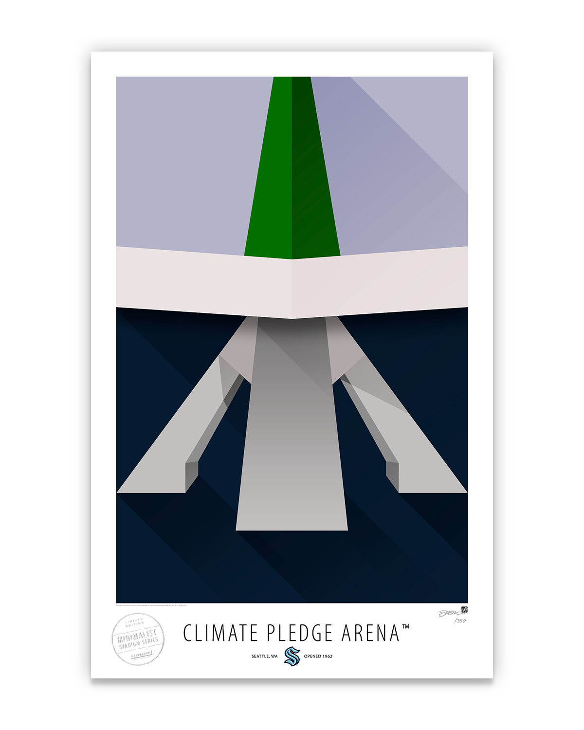 Minimalist Climate Pledge Arena Fine Art Print