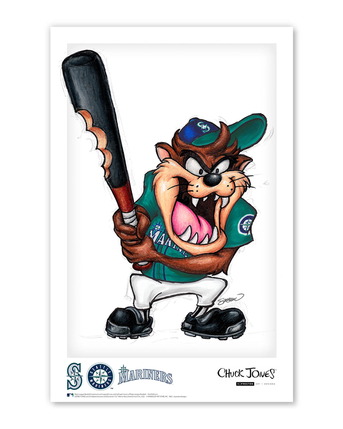 Taz on Deck x MLB Mariners Poster Print