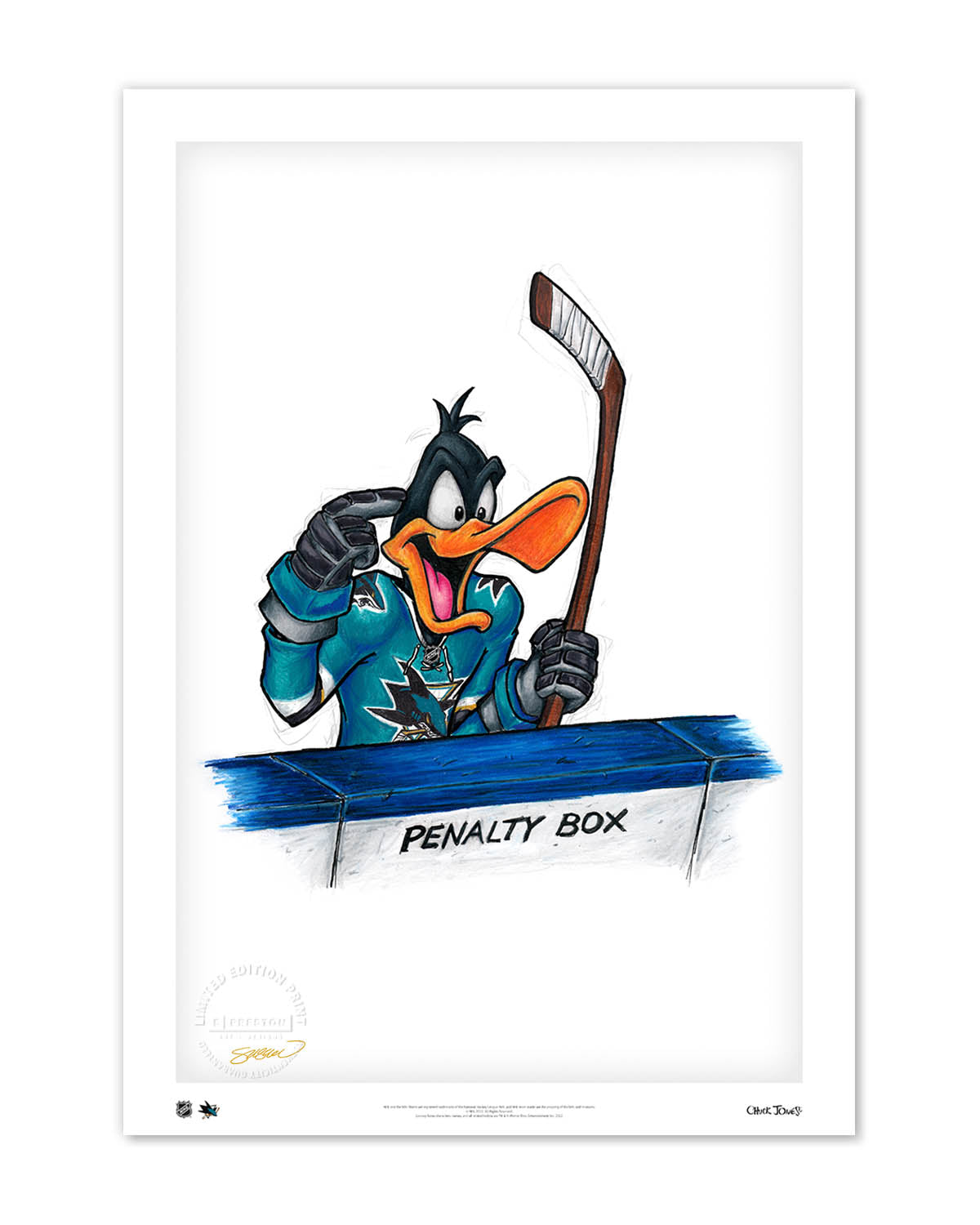Duck Season Hockey Season x NHL Sharks Daffy Duck Limited Edition Fine Art Print