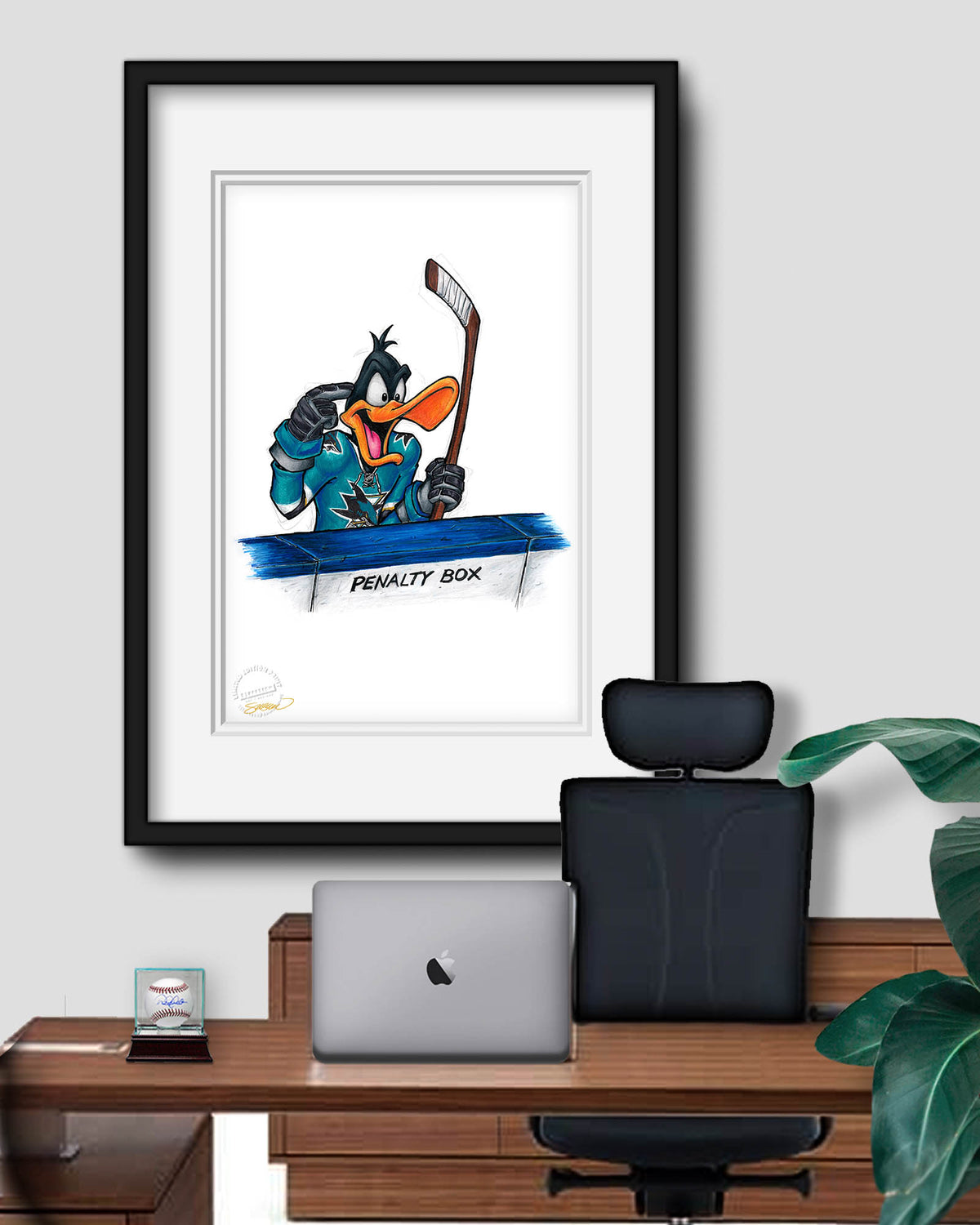 Duck Season Hockey Season x NHL Sharks Daffy Duck Limited Edition Fine Art Print