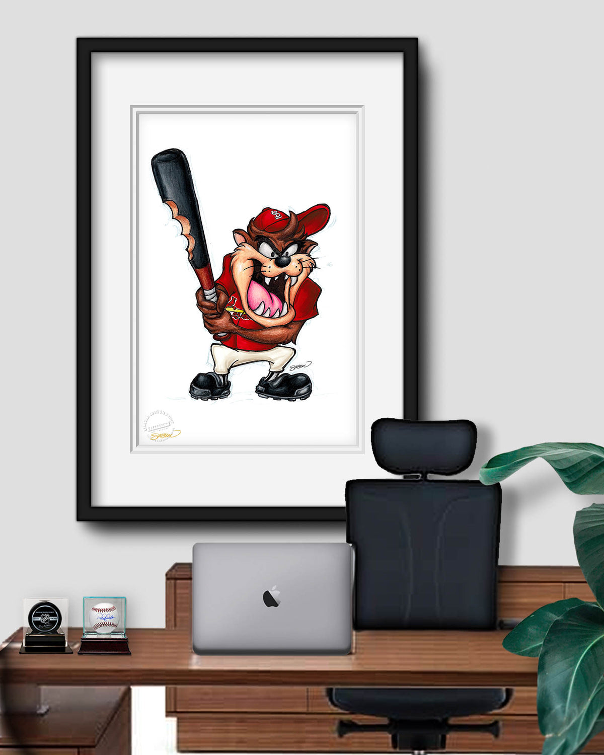 Taz On Deck x MLB Cardinals Limited Edition Fine Art Print