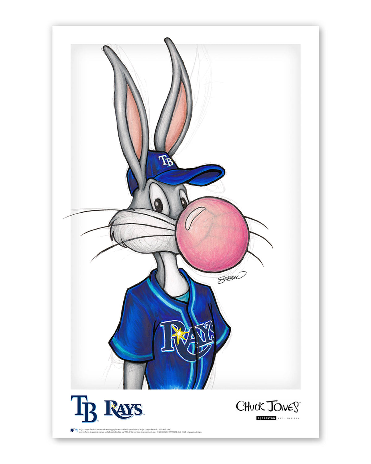 Bubblegum Bugs x MLB Rays Bugs Bunny Poster Print